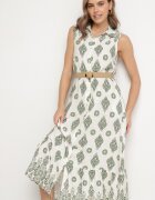 rosa Rochie cămașă Verde din viscoză cu centură cu cataramă Eraniela
