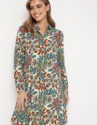rosa Rochie Cămașă Verde Florală Cu Buzunare Eborene
