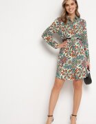rosa Rochie Cămașă Verde Florală Cu Buzunare Eborene