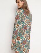rosa Rochie Cămașă Verde Florală Cu Buzunare Eborene