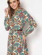 rosa Rochie Cămașă Verde Florală Cu Buzunare Eborene