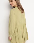 rosa Rochie Cămașă Verde în Stil Boho cu Tiv Evazat Liorda