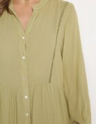 rosa Rochie Cămașă Verde în Stil Boho cu Tiv Evazat Liorda