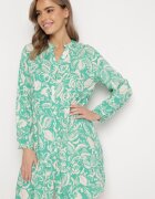 rosa Rochie Cămașă Verde Mini Cu croială evazată Cu motiv floral Hexama
