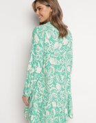 rosa Rochie Cămașă Verde Mini Cu croială evazată Cu motiv floral Hexama