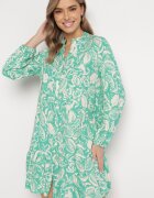 rosa Rochie Cămașă Verde Mini Cu croială evazată Cu motiv floral Hexama