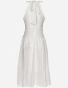 rosa Rochie Cloche Albă din Țesătură în Relief cu Legare la Spate Nimioretta