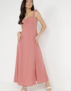 rosa Rochie Cloche Roz închis cu bretele care se leagă cu șliț Kalora