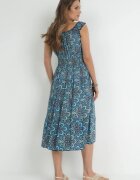 rosa Rochie Cloș Albastră Midi cu bretele late cu elastice în talie Anelanie