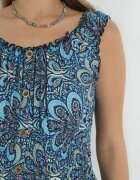 rosa Rochie Cloș Albastră Midi cu bretele late cu elastice în talie Anelanie