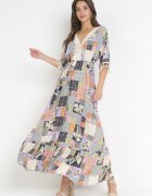 rosa Rochie Cloș Gri-Negru Maxi cu model patchwork Daliah