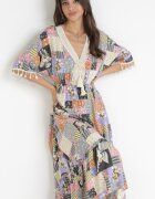 rosa Rochie Cloș Gri-Negru Maxi cu model patchwork Daliah