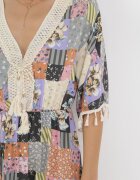 rosa Rochie Cloș Gri-Negru Maxi cu model patchwork Daliah