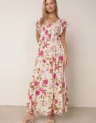 rosa Rochie cloș maxi bej deschis din viscoză cu imprimeu floral Unadis