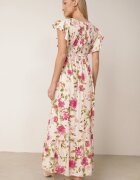 rosa Rochie cloș maxi bej deschis din viscoză cu imprimeu floral Unadis