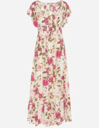 rosa Rochie cloș maxi bej deschis din viscoză cu imprimeu floral Unadis