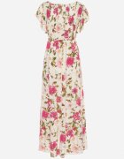 rosa Rochie cloș maxi bej deschis din viscoză cu imprimeu floral Unadis