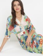 rosa Rochie Cloș Maxi Verde cu Model patchwork Daliah