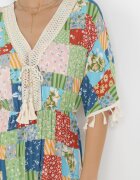 rosa Rochie Cloș Maxi Verde cu Model patchwork Daliah