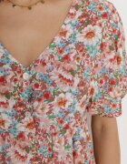 rosa Rochie Cloș Roz-Bej cu Mânecă Scurtă din Viscoză și cu Legătură la Spate Vatella