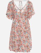 rosa Rochie Cloș Roz-Bej cu Mânecă Scurtă din Viscoză și cu Legătură la Spate Vatella