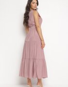 rosa Rochie cloș roz maxi cu șnur împletit în talie Ralica