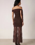 rosa Rochie de seară din dantelă asimetrică cu tip cravată decorativă Elatipea Maro