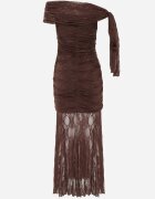 rosa Rochie de seară din dantelă asimetrică cu tip cravată decorativă Elatipea Maro