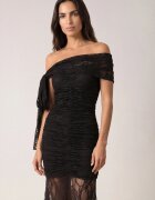 rosa Rochie de seară din dantelă asimetrică cu tip cravată decorativă Elatipea Neagră