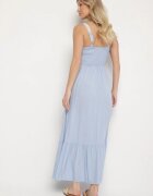 rosa Rochie De Viscoză Albastră cu Model Brodat Rinavella
