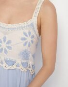 rosa Rochie De Viscoză Albastră cu Model Brodat Rinavella