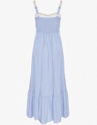 rosa Rochie De Viscoză Albastră cu Model Brodat Rinavella
