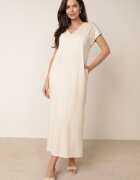 rosa Rochie din bumbac oversize cu buzunare Thaelusa Bej