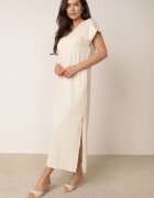 rosa Rochie din bumbac oversize cu buzunare Thaelusa Bej