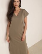 rosa Rochie din bumbac oversize cu buzunare Thaelusa Bej închis