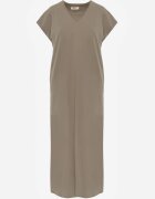 rosa Rochie din bumbac oversize cu buzunare Thaelusa Bej închis