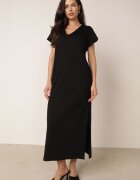 rosa Rochie din bumbac oversize cu buzunare Thaelusa Neagră