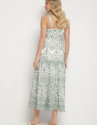rosa Rochie din bumbac verde-albă decorată cu broderie Sadonique