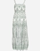 rosa Rochie din bumbac verde-albă decorată cu broderie Sadonique
