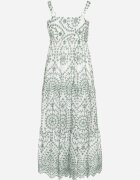 rosa Rochie din bumbac verde-albă decorată cu broderie Sadonique