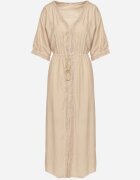 rosa Rochie din vâscoză bej cu bordură ajurată Aravellea