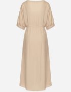 rosa Rochie din vâscoză bej cu bordură ajurată Aravellea