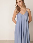 rosa Rochie din vâscoză cu croială evazată cu strasuri Antiopis Albastră