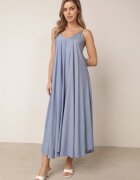 rosa Rochie din vâscoză cu croială evazată cu strasuri Antiopis Albastră