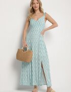 rosa Rochie din viscoză albastră cu flori și volane decorative Redele