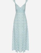 rosa Rochie din viscoză albastră cu flori și volane decorative Redele