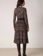 rosa Rochie din viscoză cu fundă și efect plisat cu imprimeu panteră Anileva Maro