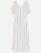 rosa Rochie din viscoză evazată cu strasuri Hekoreia Albă