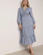 rosa Rochie Evazată Albastră cu Dantelă Brightyn