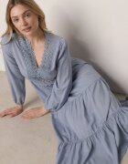 rosa Rochie Evazată Albastră cu Dantelă Brightyn